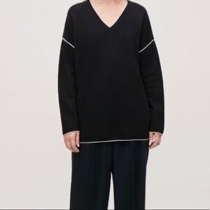 COS black v-neck sweater, worn twice